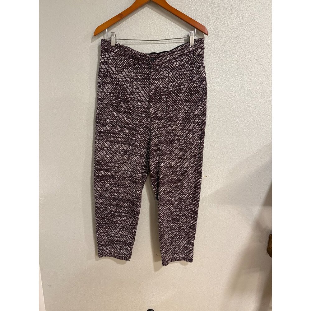 Free People Women's Burgundy & White Knit‎ Slim Fit Cropped Pants M New